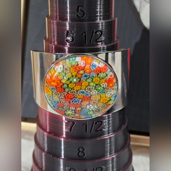 Millefiori Glass Bold Chunky Wide Bangle Cuff Stainless Steel Bracelet - Picture 9 of 13